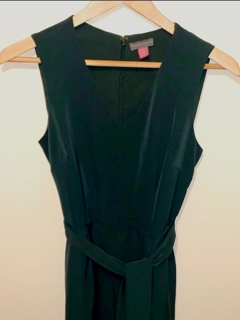Vince Camuto Cropped Jumpsuit V Neck Sleeveless Wide Leg Belted Green Size 0